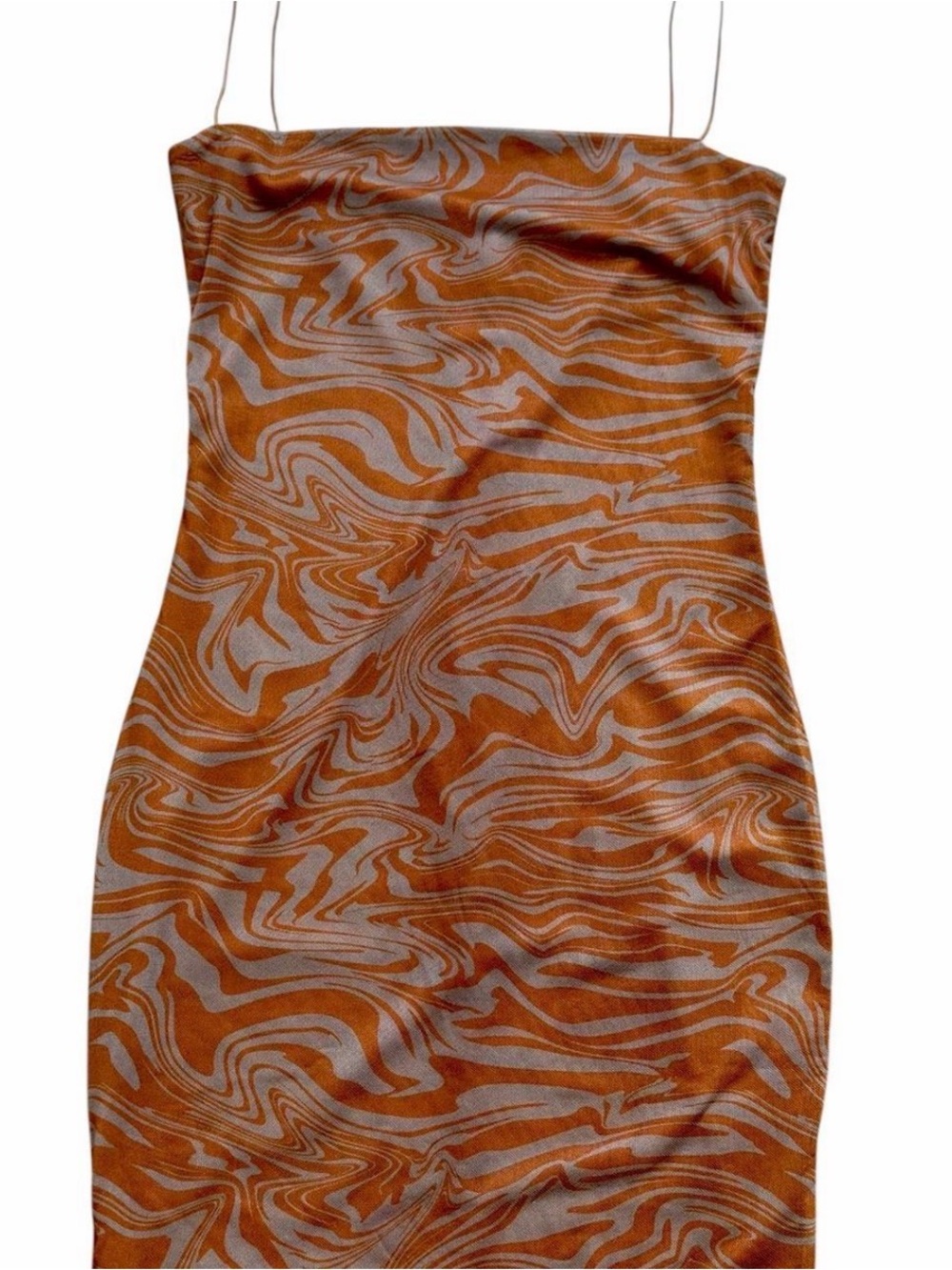 Meshki Burnt Orange Marble Bodycon Mini Dress